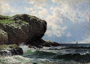 Alfred Thompson Bricher Rocky Head with Sailboats in Distance oil on canvas